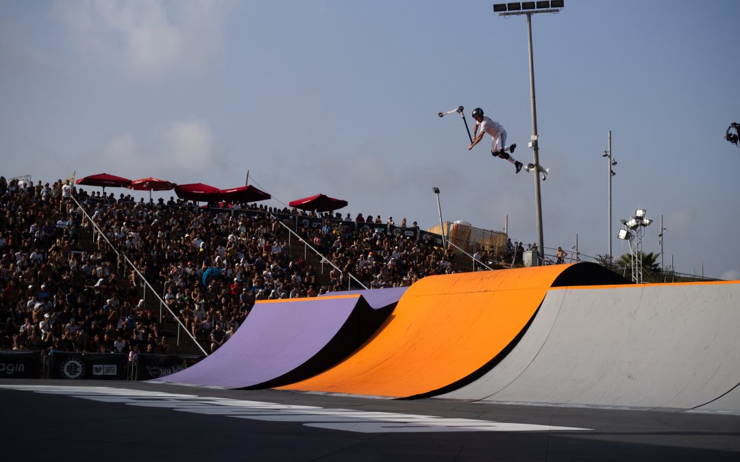 The Extreme Barcelona stages: Central Park, Street Plaza, Urban Stage, Freestyle Trampoline, Wave Surf Skate, 3×3 Basketball Courts